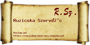 Ruzicska Szervác névjegykártya
